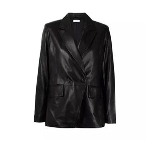 GRACE LEATHER BLAZER - BLACK - SIZE LARGE - ANINE BING